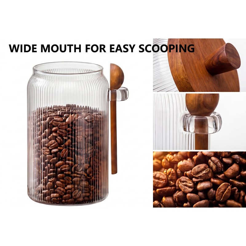 31oz Airtight Coffee Canister with Scoop, Glass Coffee Container for