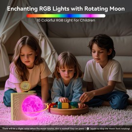 RETEYUNG Rotatable Moonlight Alarm Clock, Sunrise Alarm Clocks, Night Lamp for Bedrooms with Snooze Function, 10 Light Effects, 30/60/90 Timer, 10 Sleep Nature Sounds, 15 Ringtones, 12 Volume