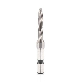 Combination Drill and Tap Bit M5, Self Tapping Drill Bit, 1/4" Hex Shank M5 X 0.8 High Speed Steel Hss Spiral Flute Drilling Tapping Tool