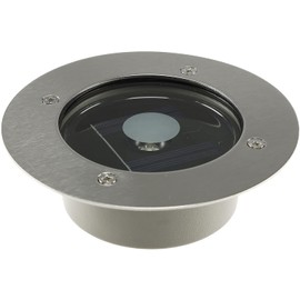Recessed Floor Spotlight with Solar Recessed Floor Light for Outdoor Use, Round Diameter 12 x 4 cm, IP44 LED Floor Spotlight for Lighting, Garden, Patio, Path Light, Weather-Resistant, Stainless Steel