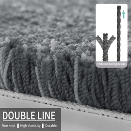 Yimobra Bathroom Rugs Mat, Extra Soft Comfortable Bath Rugs, Non-Slip, Water Absorbent and Thick Bathroom Floor Mats, Machine Washine, Shaggy Rugs for Shower Bathtubs, 48 x 32 Inch, Gray
