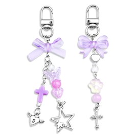 ICHRATI Novelty keychains Y2K Purple Keychain Charms Chain Aesthetic Stylish Keychains Cute Kawaii Mini Pendant Accessories for Women Girls Car Keys Backpack Bag Purse Gifts