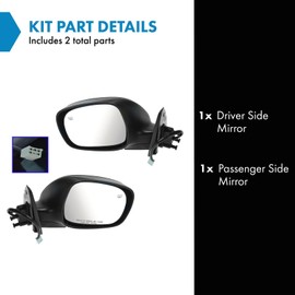 TRQ Driver and Passenger Side Mirror Assembly Set Power Heated Paint to Match Foldaway Compatible with 2003 Toyota Tundra Limited 2004-2006 Toyota Tundra Limited Extended Cab