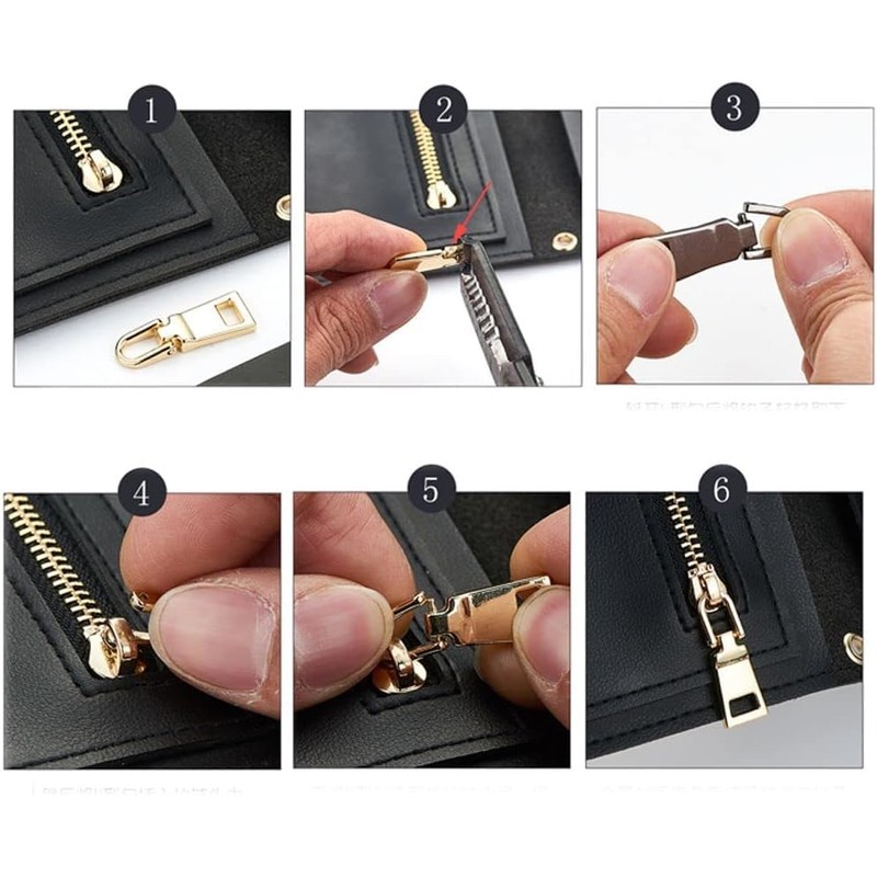 3Pcs Gold Zipper Pull Replacement Zipper Repair,Zipper Slider Pull Tab,