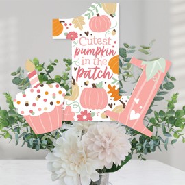 Big Dot of Happiness 1st Birthday Girl Little Pumpkin - Fall First Birthday Party Centerpiece Sticks - Table Toppers - Set of 15
