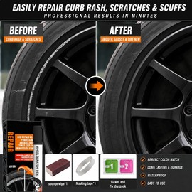 Black Wheel Rim Repair Pen for Cosmetic Touch-Ups – Alloy Rim Scratch Cover Kit for Curb Rash & Chips