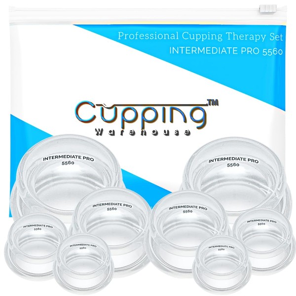 Cupping Warehouse Beginner (Soft) Supreme 8 Intermediate Pro 5560 Cupping Therapy Set- Clinic & at Home Cupping Use, Silicone Cupping Set- Cupping Set Massage Therapy Cups- Suction Cups for Body
