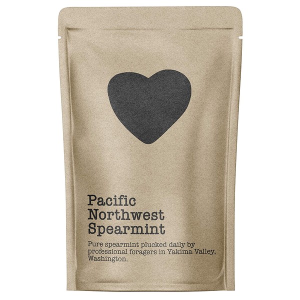 Pacific Northwest Spearmint, 15-20 Servings, Eco-Conscious Zip Pouch, Caffeine Free, Pure Loose Leaf Tea Grown in America
