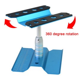lehom RC Car Work Stand Repair Station Hobby Tool Set Aluminum Alloy 360 Degree Rotation Lift Work Station for 1/8 1/10 Truck Buggy (Blue)