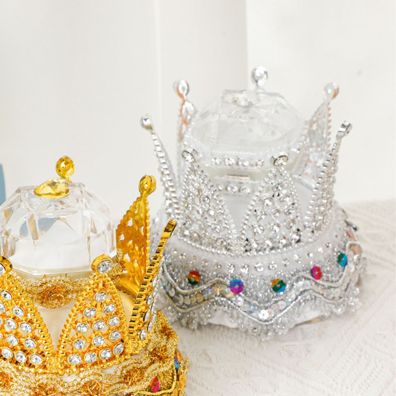 Crown Ring Box Luxurious Romantic Engagement Ring Box Portable Compact