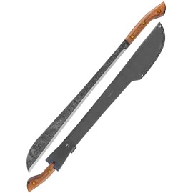 Condor Tool & Knife Cojang Jungle Survival Machete - 1075 High Carbon Steel Blade with Full-Tang Walnut Handle - Handcrafted Leather Sheath - Heavy Duty Machete for Bushcraft, Camping and Survival