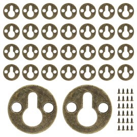 BokWin 30 Pcs Metal Round Keyhole Hangers with Screws,25mm/1 Inch Bronze Vintage Keyhole Brackets,Hole Spacing 0.39 Inch Keyhole for Picture Frame,Key,Photo