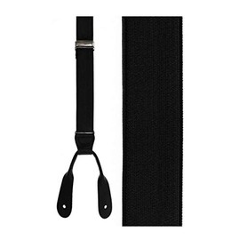 EZ Tuxedo French Satin Leather End Suspenders (Black)