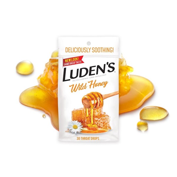 Ludens Throat Drops Wild Honey, 30 CT (Pack of 12) - Packaging May Vary