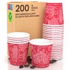 200 Paper Coffee Cups 65ml Italy Red Eco-Friendly Biodegradable Disposable
