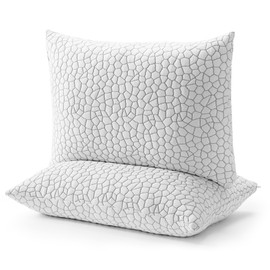 Wellos Shredded Memory Foam Pillows, Bed Pillows Queen Size Set of 2, Soft-Firm Adjustable Pillows for Sleeping, 100% Viscose from Bamboo Pillow Cover