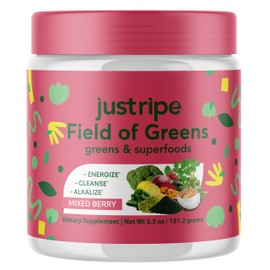 Field of Greens Superfood Powder with Organic Spirulina, Chlorella, Beet Root Powder - Bacillus Coagulans Probiotic, A Plant-Based Mix Supporting Gut Health, Immunity, 28 Scoops - Mixed Berry