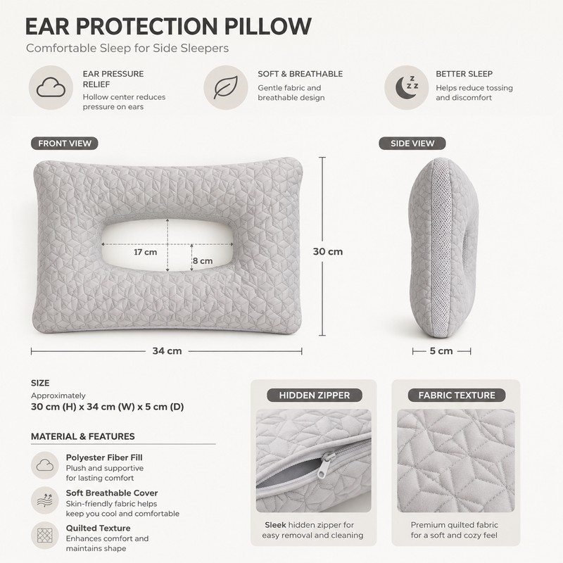 Ear Protection Pillow for Side Sleepers – Donut Ear Hole