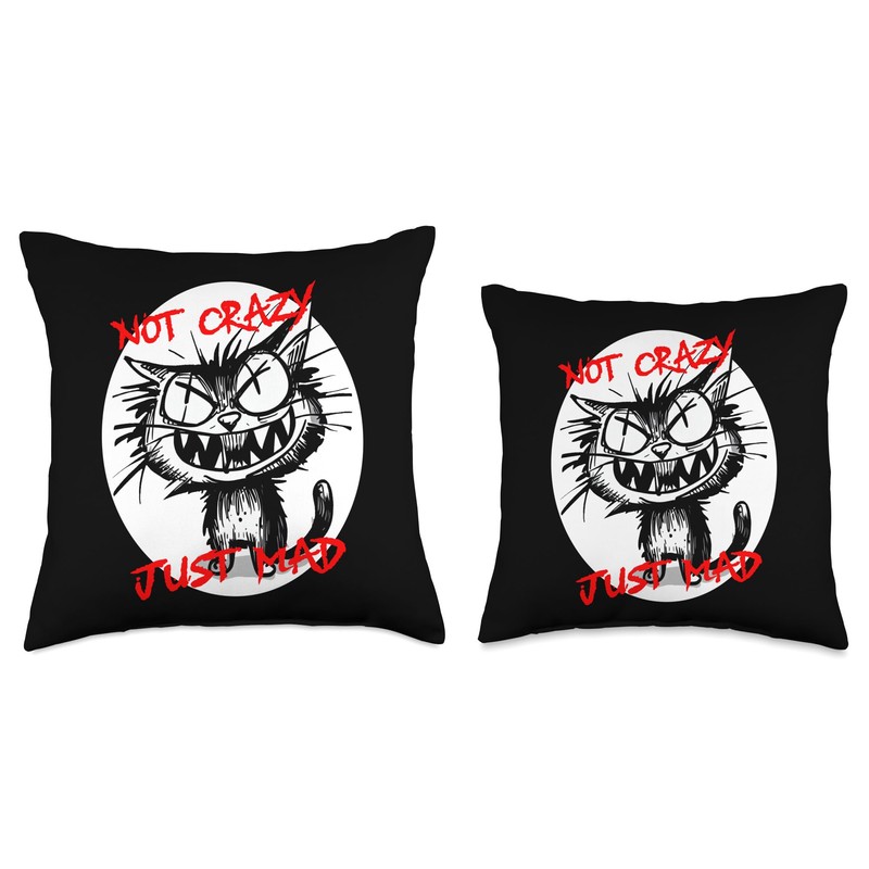 Getahead Cranium Mad Cat Throw Pillow, 16x16, Multicolor