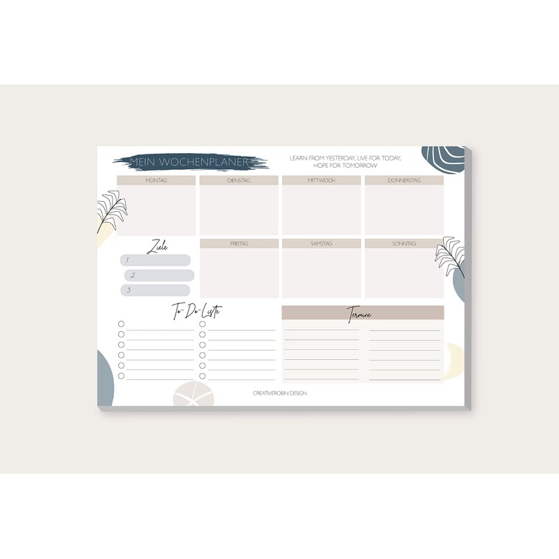 Weekly Planner Pad A4 with 50 Sheets I CreativeRobin