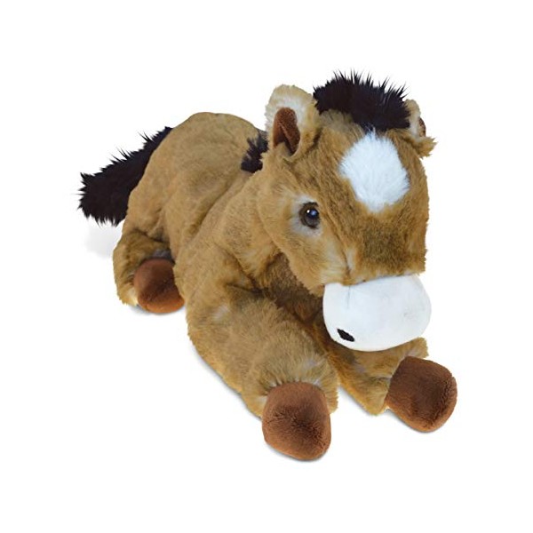 DolliBu Plush Horse Stuffed Animal - Soft Huggable Brown Horse Plush, Adorable Playtime Horse Plush Toy, Cute Farm Animals Cuddle Gift, Super Soft Plush Doll Animal Toy for Kids & Adults - 10.5 Inch