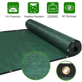 Privacy Fence Screen,with Gloves, 6X50FT Heavy Duty 220GSM 98% Blockage Privacy Screen Fence for Outdoor Wall Garden Yard Backyard (Dark Green)