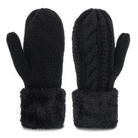 Eohak Winter Warm Mittens for Women - Knit Gloves Soft Wool Thick Fleece Lining Mittens