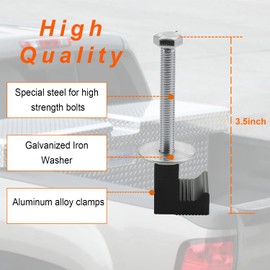 J Hook Crossover Tool Box Mounting Clamps for Pickup Truck Tool Box Mount Tie Downs (4 PCS, Blcak)