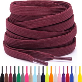 Miscly Flat Shoe Laces for Sneakers, Multiple Lengths and Colors Available, Burgundy, 63″ (160 CM)