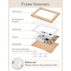 HOUSE DAY 6x4 Photo Frame, Oak Wood Picture Frames Tabletop & Wall Mount