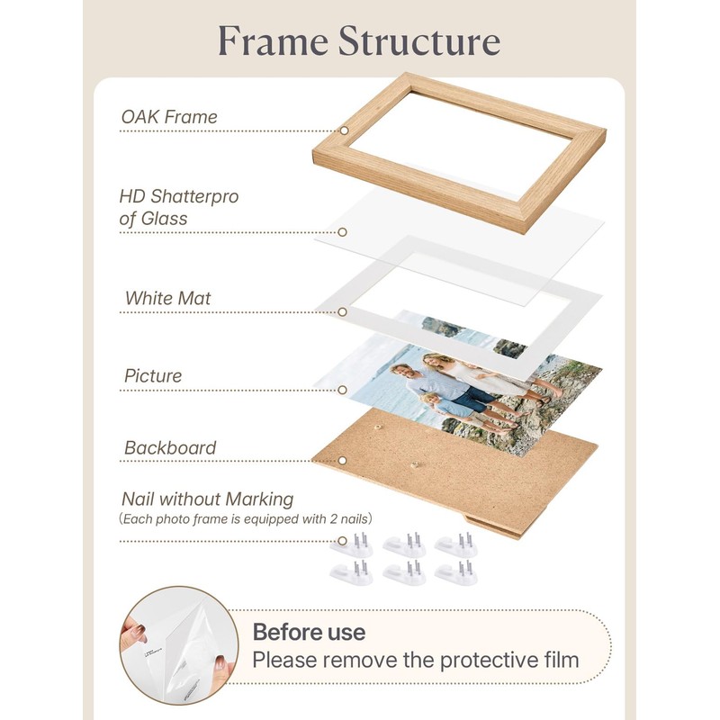 HOUSE DAY 6x4 Photo Frame, Oak Wood Picture Frames Tabletop