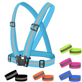 Augsion Safety Vest, Leg Band, Set, Reflective Vest, High Elasticity Belt, High Visibility, Safety Band, Fluorescent Belt, Traffic Security, Jogging, Bicycle, Bike, Night Work Clothes, Guidance,