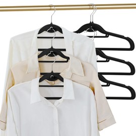 Velvet Clothing Hangers Slim Stackable Non-Slip Black Suit Hanger Space Saving Clothes Hanger Heavy Duty Adult Hangers with 360°Swivel Hook Pack of 20