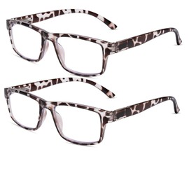Kitchasy 2 Pack Reading Glasses, Leopard Frames Blue Light Blocking Readers,Filter UV Ray/Glare Computer Reading Glasses, Lightweight Spring Hinges Eyeglasses for Women Men(2-pack Leopard,1.0)