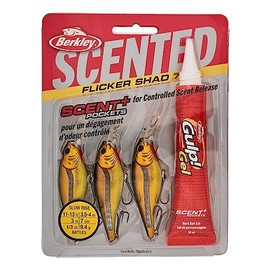 Berkley Scented Flicker Shad Pro 3 Pack Fishing Lure, Black Gold, 5/16 oz, 2.75in | 7 cm, Size, Profile and Dive Depth Imitates Real Shad, Equipped with Fusion19 Hook