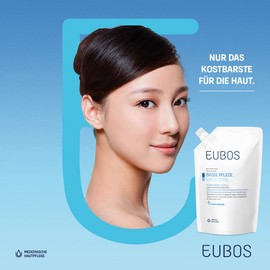 Eubos Refill bag wash emulsion blue, 400 ml, against blemished skin, gentle body cleansing, skin compatibility dermatologically tested, pH neutral