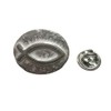 Silver Toned Oval Religious Ichthys Fish Lapel Pin