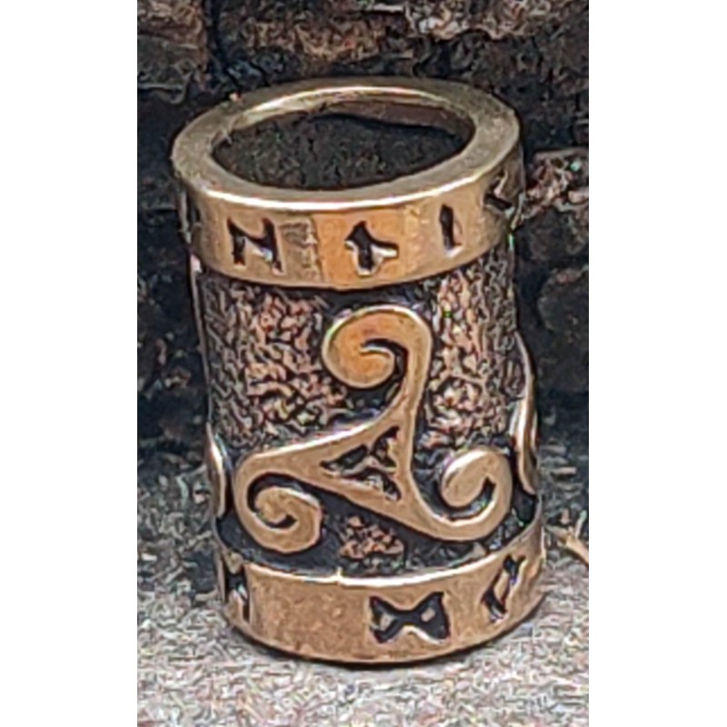 Beard bead curling bead bronze triskele 7 mm, Pearl, Pearl