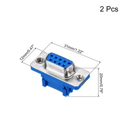 sourcing map D-sub Connector DB9 IDC Crimp Connector Female Socket 9-pin 2-Row Female Serial Port Terminal Breakout for Mechanical Equipment CNC Computers Pack of 2