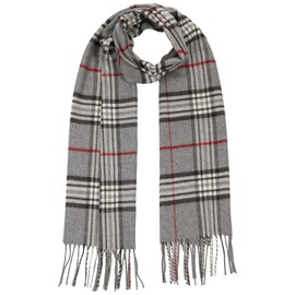Lipodo Karo Cashmink Winter Scarf for Women / Men (30 x 180 cm) - Checked Scarf Made in Germany - Skin-friendly Fringe Scarf - Scarf with Fringes Autumn/Winter, gray