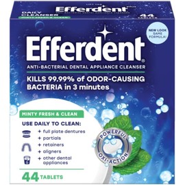 Efferdent Retainer Cleaning Tablets, Denture Cleaning Tablets for Dental Appliances, Minty Fresh & Clean, 44 Count (Pack of 10)