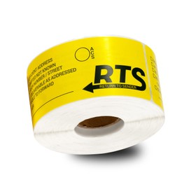 300 Return to Sender Labels, 1.5 x 4 inch RTS - Return to Sender Labels, Mark & Write in Option ACS Insufficient Address, 1 Roll of RTS Stickers Yellow & Black