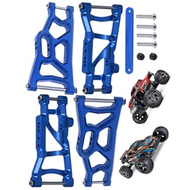 RCMYou RC Aluminum Front Rear Suspension A-Arms Upgrades Part for 1/10 Rustler VXL & XL-5 / Stampede VXL & XL-5 2WD,Alloy Arms Hop Ups w/Tie Bar,Replace 3631 3655,Navy Blue