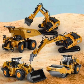 Gemini&Genius Rigid Road Roller Heavy Duty Steamroller Construction Site Vehicle Toys 1:60 Scale Diecast Site Grader Collectible Alloy Model Engineering Toys for Kids and Decoration for House