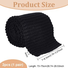 BENECREAT Thick Knitted Rib Fabric Cuffs Replacement,Tubular Rib Knit Fabric for Waistband Wear Jacket Sportswear Cuffs Extension, Black, 28.7x2.75"