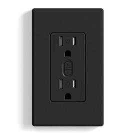 ELEGRP Smart in-Wall Outlet, 2.4GHz Wi-Fi Smart Receptacle Compatible with Alexa and Google Assistant, Tamper Resistant, 2 Individually Controlled Outlets, No Hub Required, UL Listed, Black, 1 Pack