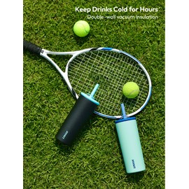 LINVIA Candy Tumbler, 12 oz Kids Insulated Stainless Steel Water Bottle with Spill Resistant Silicone-Metal Straw and 2-in-1 Lid, BPA-Free, Cup Holder Friendly, Dishwasher Safe, Teal