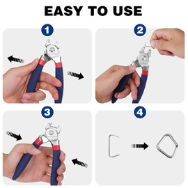WORKPRO Bent Hog Ring Pliers with 500 Pcs 3/4" Hog Rings, Galvanized Steel Hog Rings Perfect for Furniture Upholstery, Auto Upholstery, Plastic Meat & Sausage Casings