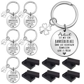 Tenare 6 Key Rings for Colleagues with 6 Black Gift Boxes Thank You Gifts for Employees Job Change Leaving Gift Retirement Gift for Work Colleagues, silver