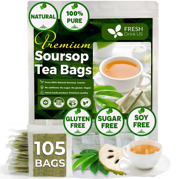 FreshDrinkUS, 105 Premium Soursop Graviola Leaf Tea Bags, The Finest